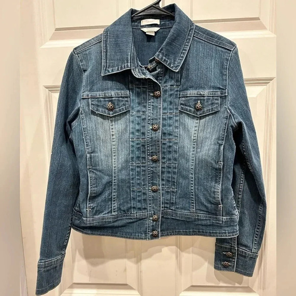 Christopher & Banks Blue Denim Jean Jacket w Stretch size Small‎ - Picture 1 of 8